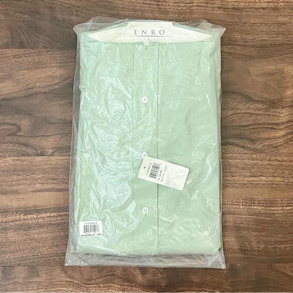 Enro Long Sleeve Shirt Mint Green Button Up Non Iron Men’s Size 18 NWT - Picture 6 of 6